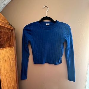 Royal Blue Garage Cropped Ribbed Sweater